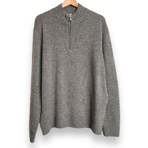 Enzo Mantovani 100% Wool Gray Quarter Zip Pullover Sweater Men's Size XL